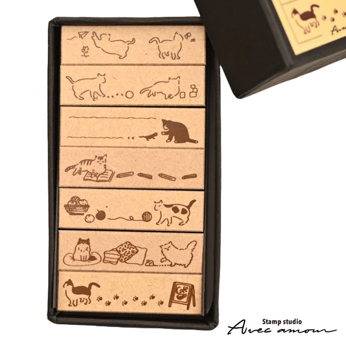 BOR-08 ボーダースタンプ 7本セットー猫たち-