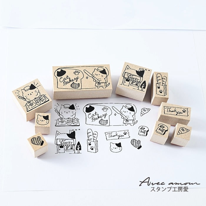 CKS-03 ねこベーカリースタンプセット ゴム印