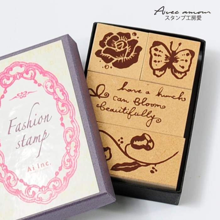 FA-05 ファッションスタンプ-薔薇と蝶-