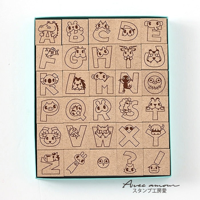 K5-01 デコ・アルファベットスタンプセット アニマル – スタンプ工房愛
