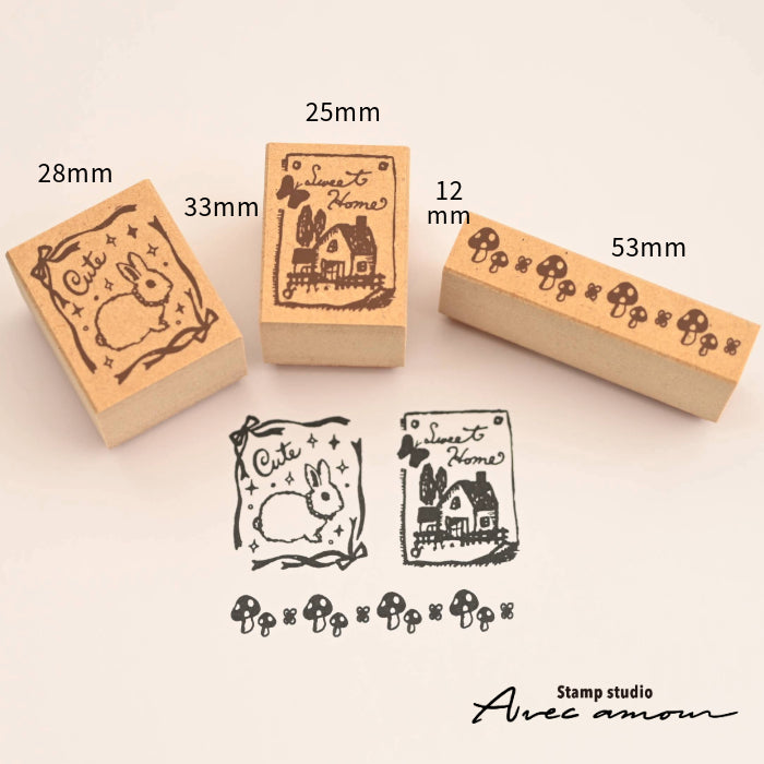 KIA-02 アンティークスタンプ3個セット- SWEET HOME -