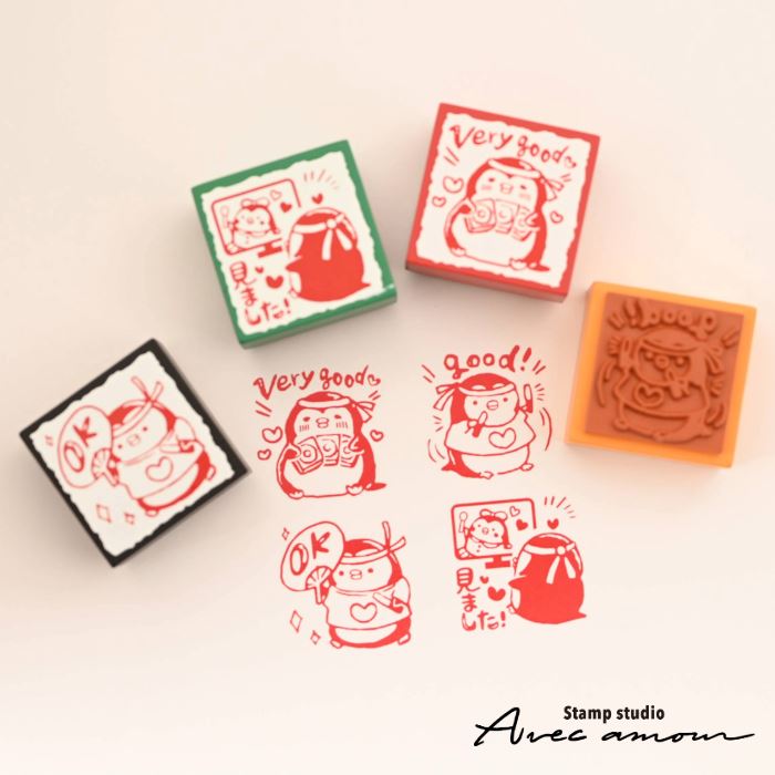 QS4-03 ごほうびスタンプ4個セット -推し活ぺんぎんのごほうびスタンプ-