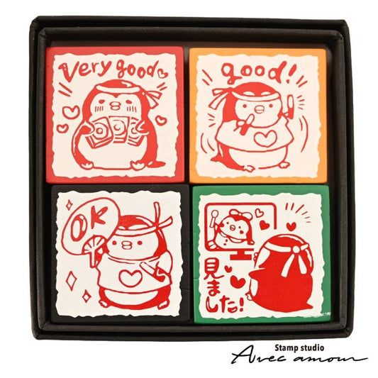 QS4-03 ごほうびスタンプ4個セット -推し活ぺんぎんのごほうびスタンプ-