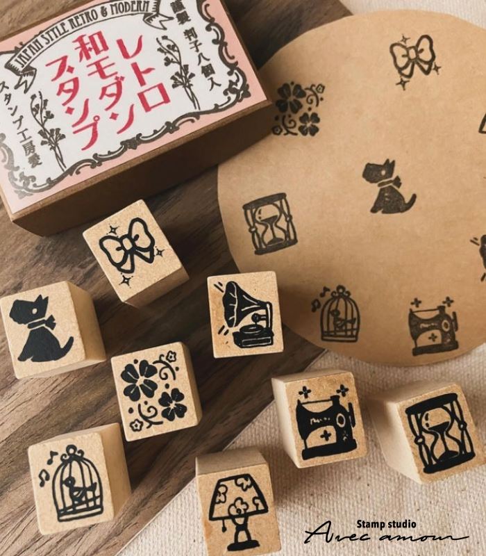 WMM-02 レトロ和モダンスタンプ 昭和ノスタルジィ スタンプ8本セット