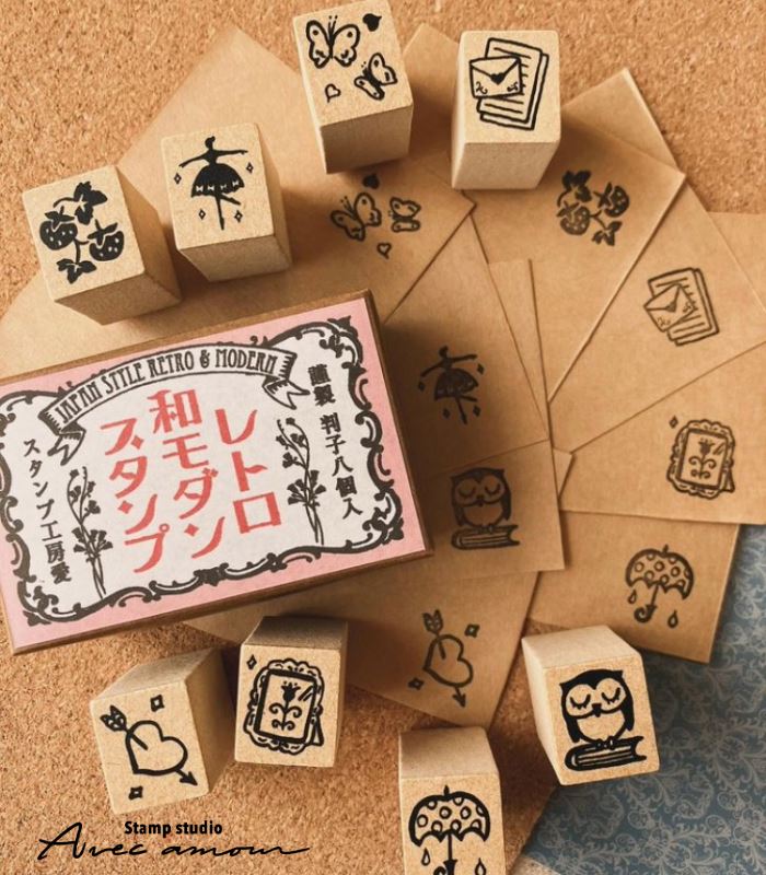WMM-04 レトロ和モダンスタンプ フェアレディ スタンプ8本セット