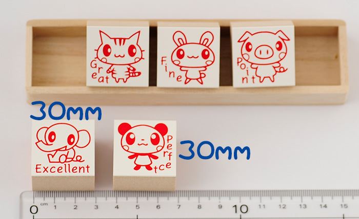 Q3-03 ごほうび評価印5個セット 【Excellent Perfect Great Fine Point】