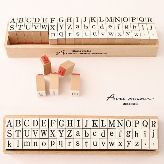 K10-04 文字スタンプセット アルファベット大文字小文字 明朝体