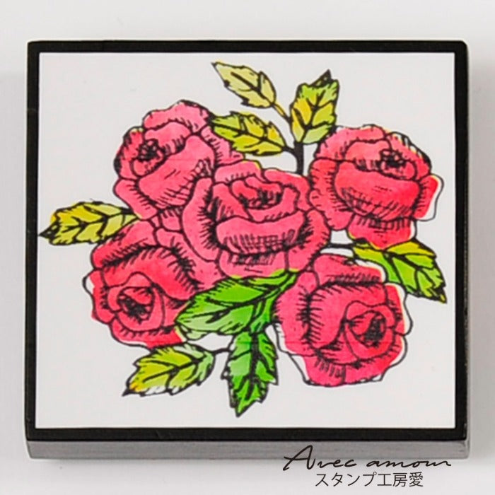 FR-02 Blooming STAMP 赤いバラ ゴム印