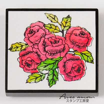 FR-02 Blooming STAMP 赤いバラ ゴム印