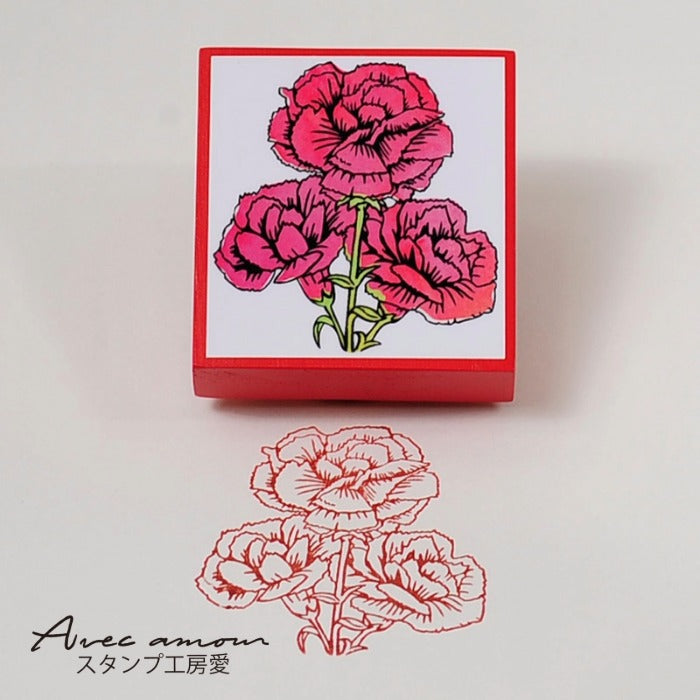 FR-05　 Blooming STAMP 赤いカーネーション ゴム印