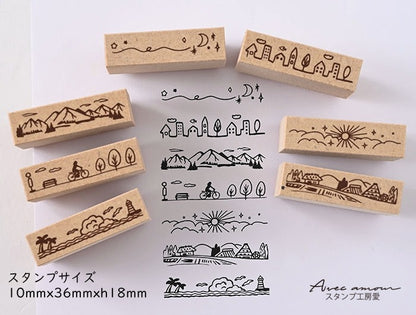 BOR7-01  ボーダースタンプ　7本セットｰ風景-
