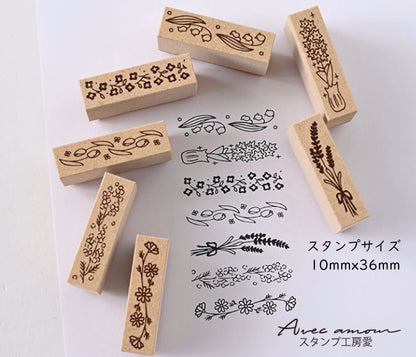 BOR7-13　 ボーダースタンプ　7本セットｰフラワー-