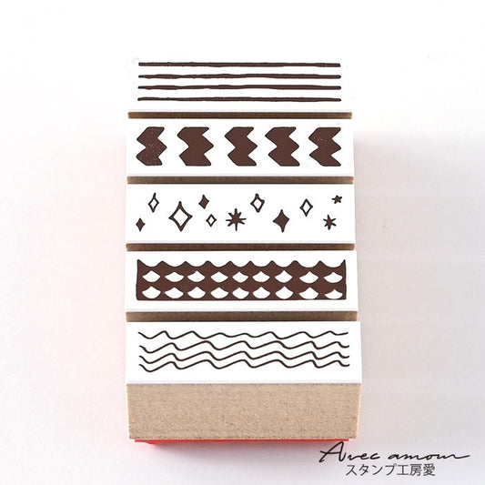 BOR5-12   ラインデコスタンプ  　総柄