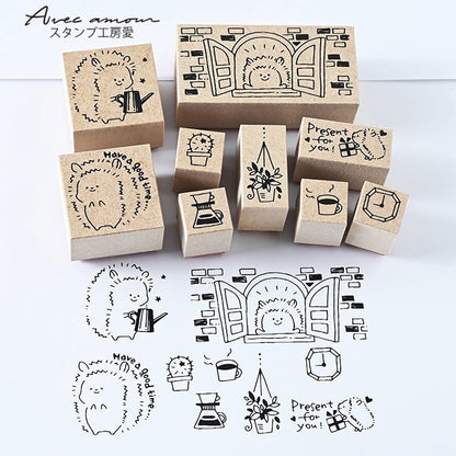 CKS-01 　ゆるはりねずみスタンプセット　ゴム印