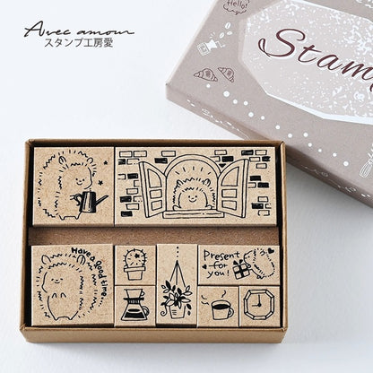 CKS-01 　ゆるはりねずみスタンプセット　ゴム印