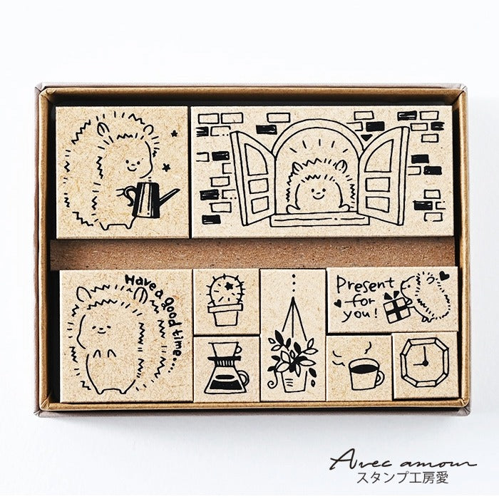 CKS-01 　ゆるはりねずみスタンプセット　ゴム印