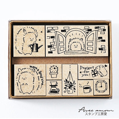 CKS-01 　ゆるはりねずみスタンプセット　ゴム印
