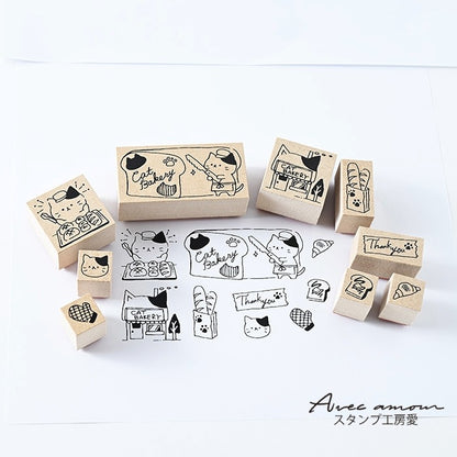 CKS-03   ねこベーカリースタンプセット ゴム印