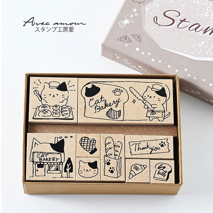 CKS-03   ねこベーカリースタンプセット ゴム印