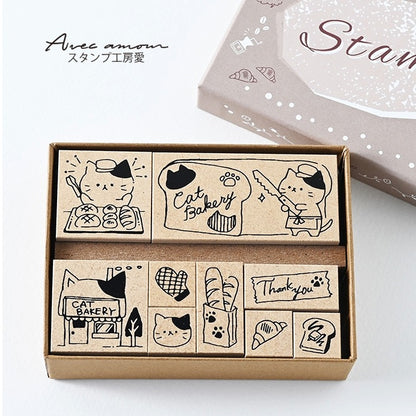 CKS-03   ねこベーカリースタンプセット ゴム印