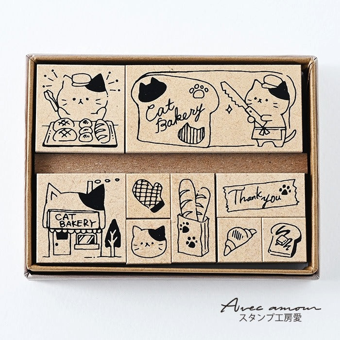 CKS-03   ねこベーカリースタンプセット ゴム印