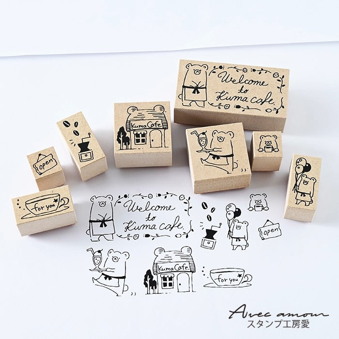 CKS-04   くまカフェスタンプセット ゴム印