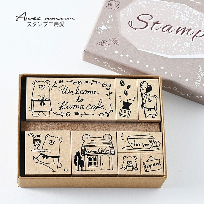 CKS-04   くまカフェスタンプセット ゴム印