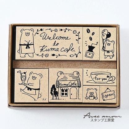 CKS-04   くまカフェスタンプセット ゴム印