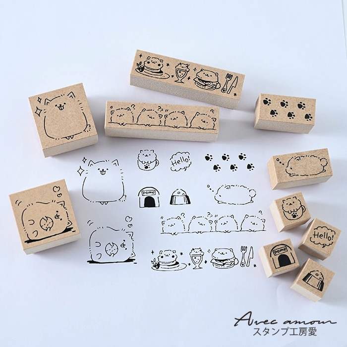 CKS-05   ポメラニアンのいる生活スタンプセット ゴム印