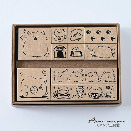 CKS-05   ポメラニアンのいる生活スタンプセット ゴム印
