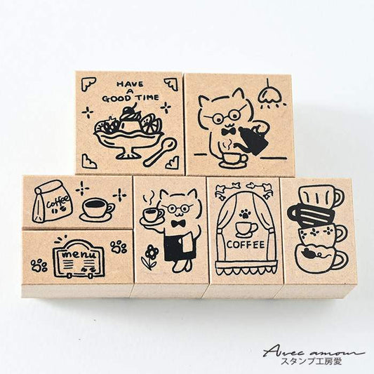 DKS-02  スタンプセット　-カフェねこマスター-