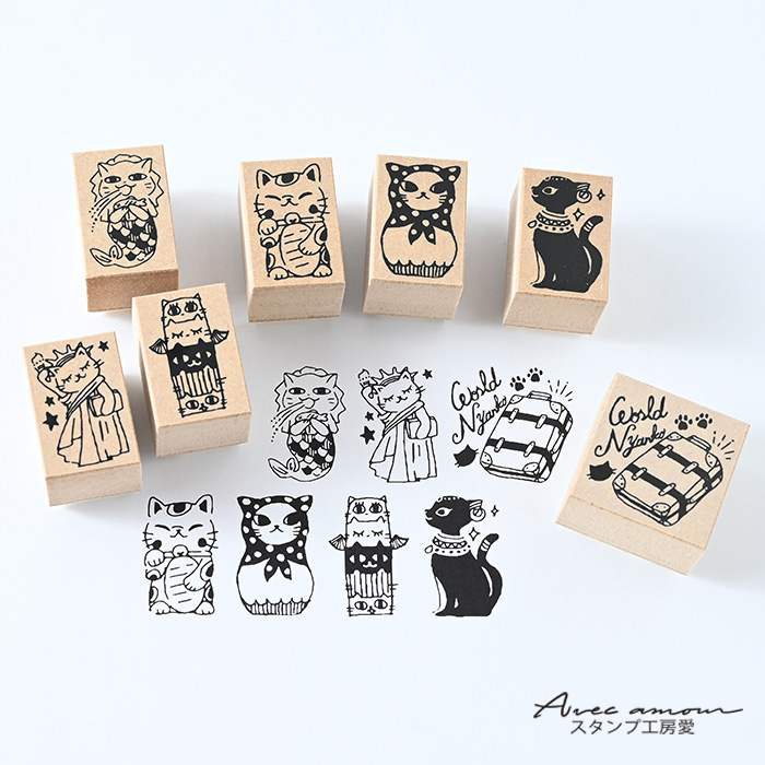 DKS-04  スタンプセット　-ワールドにゃんこ-