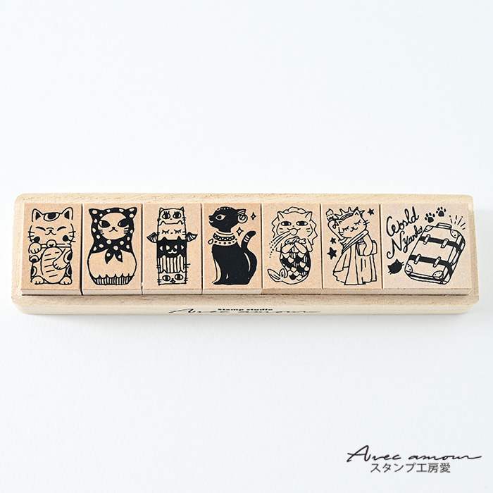 DKS-04  スタンプセット　-ワールドにゃんこ-
