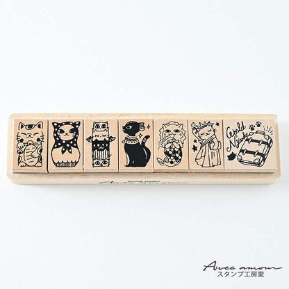 DKS-04  スタンプセット　-ワールドにゃんこ-