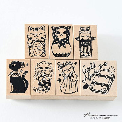 DKS-04  スタンプセット　-ワールドにゃんこ-