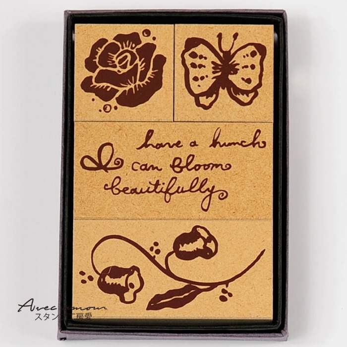 FA-05  ファッションスタンプ-薔薇と蝶-