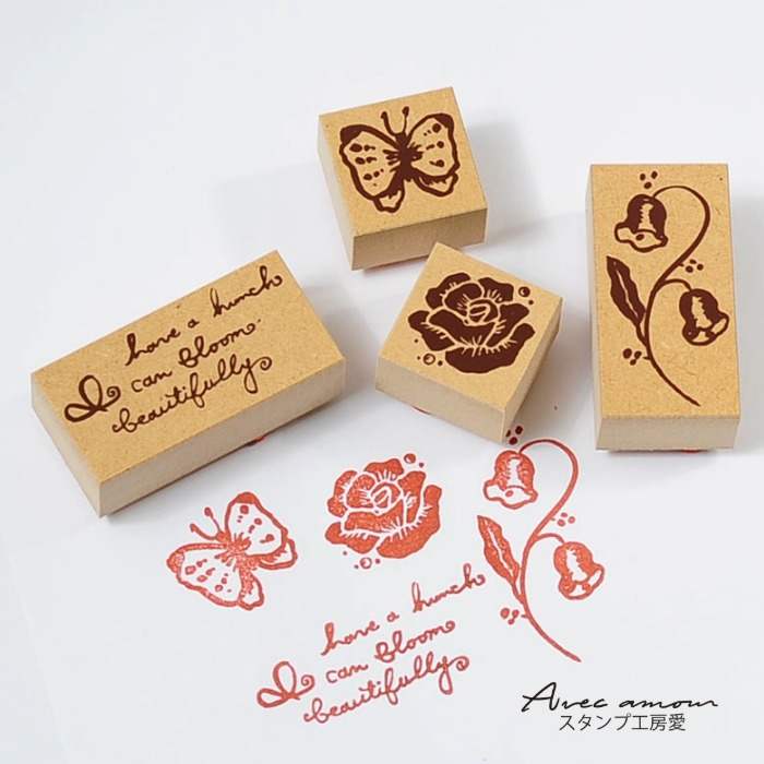 FA-05  ファッションスタンプ-薔薇と蝶-