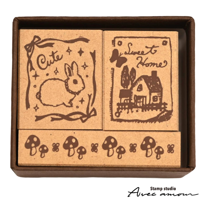KIA-02　アンティークスタンプ3個セット- SWEET HOME -