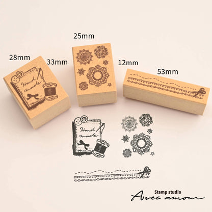 KIA-05　アンティークスタンプ３個セット- ハンドメイド -