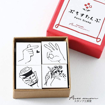 mini4-02 ミニスタンプ　おしゃれハンド