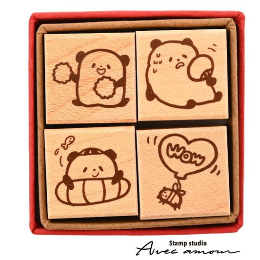 PES-04 ぷちすたんぷセット4個セット Petit Stamp ゆるだるパンダ