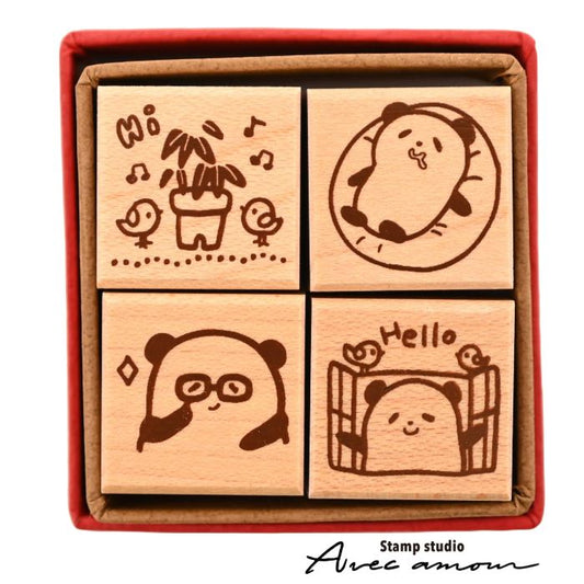 PES-06 ぷちすたんぷセット4個セット Petit Stamp ゆるだるパンダ