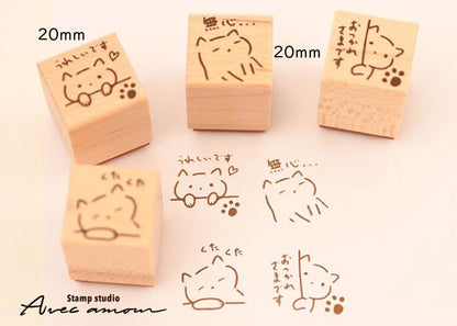 PES-08 ぷちすたんぷセット4個セット Petit Stamp ゆるっと生きたい控えめねこさん
