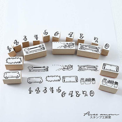 sumi-02　 スタンプセット　ネコとガーデニング