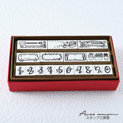 sumi-02　 スタンプセット　ネコとガーデニング